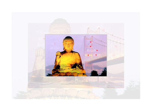 香港3D特色明信片|天壇大佛 · 青馬大橋 Buddha and Tsing Ma Bridge