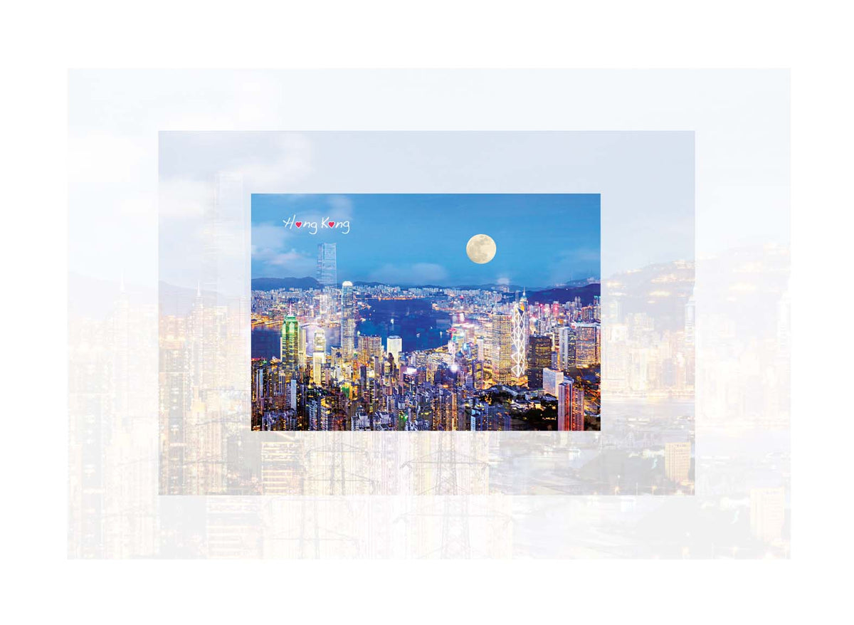 香港3D明信片｜香港滿月 Hong Kong Full Moon