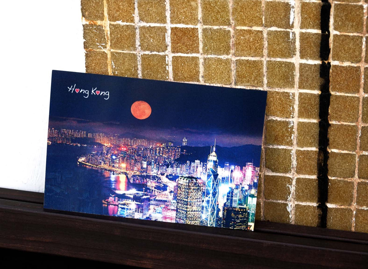 香港3D明信片｜香港粉月 Hong Kong Pink Moon