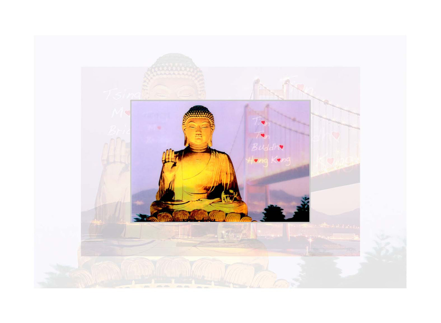 香港3D明信片｜天壇大佛 · 青馬大橋 The Big Buddha and Tsing Ma Bridge